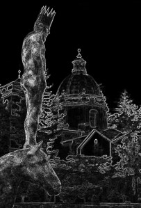 Statua di Alarico a cavallo tra i fiumi Crati e Busento a Cosenza